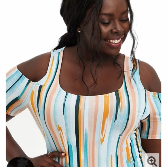 Torrid Striped Cold Shoulder Dress - Picture 5 of 5